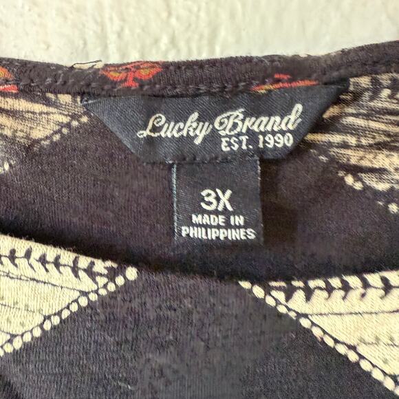 Lucky Brand Brown Aztec print T-Shirt size 3X super soft no material tag - Picture 2 of 8